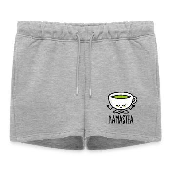 Namastea Namaste Yoga Méditation thé vert Matcha - Short de survêtement femme premium - gris chiné - Devant - AI Model Female 172 light (172cm)