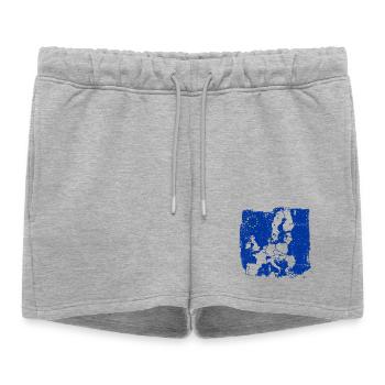 Silhouette de la carte de l’Europe Bleue - Short de survêtement femme premium - gris chiné - Devant - AI Model Female 172 light (172cm)