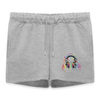 Casque avec dessin d’égaliseur coloré - Short de survêtement femme premium - gris chiné - Devant - AI Model Female 172 light (172cm)