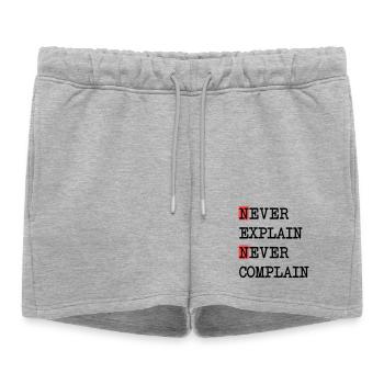 Never Explain – Never Complain, cool life motto - Women’s Premium Organic Sweatshorts - heather grey - Front - AI Model Female 172 light (172cm)