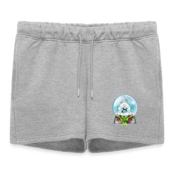 Snow Globe Santa with Candy Canes - Women’s Premium Organic Sweatshorts - heather grey - Front - AI Model Female 172 light (172cm)