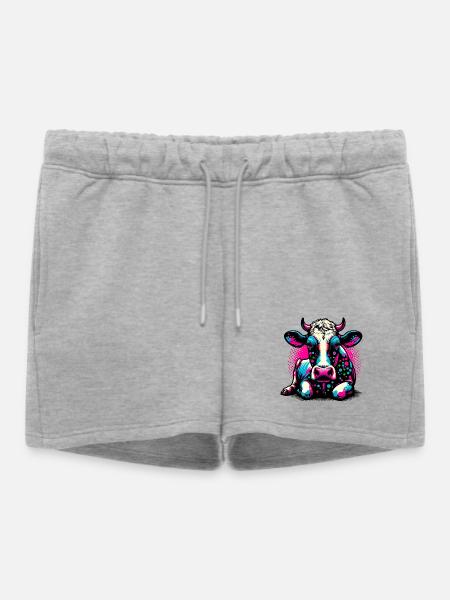Kuh - Frauen Premium Organic Sweatshorts - Grau meliert