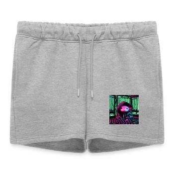 Cyber axolotl en code numérique - Short de survêtement femme premium - gris chiné - Devant - AI Model Female 172 light (172cm)