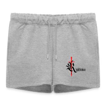 Conception gothique vertueuse avec épée avec texte noir - Short de survêtement femme premium - gris chiné - Devant - AI Model Female 172 light (172cm)