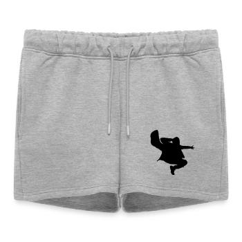 B-Boy Silhouette – Breakdance Jump Kick - Short de survêtement femme premium - gris chiné - Devant - AI Model Female 172 light (172cm)