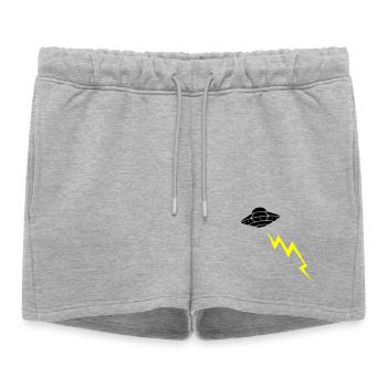 UFO Invasion Lightning Attack Alien Vector - Women’s Premium Organic Sweatshorts - heather grey - Front - AI Model Female 172 light (172cm)