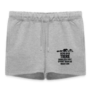 anti-ZOO - Short de survêtement femme premium - gris chiné - Devant - AI Model Female 172 light (172cm)