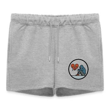 Cœur brisé et solitude Motif de chagrin - Short de survêtement femme premium - gris chiné - Devant - AI Model Female 172 light (172cm)