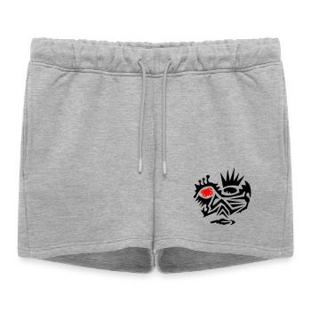 Tatouage facial tribal avec papillon - Short de survêtement femme premium - gris chiné - Devant - AI Model Female 172 light (172cm)