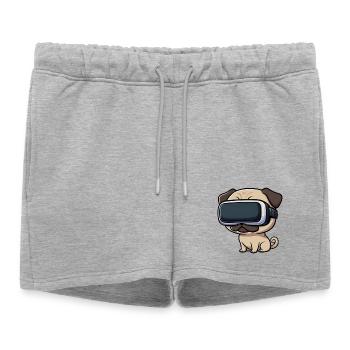 Carlin mignon Joueur de dessins animés Gamer Ami gamer - Short de survêtement femme premium - gris chiné - Devant - AI Model Female 172 light (172cm)