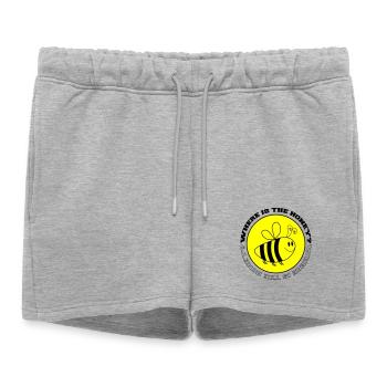 Bee Where is the Honey - Women’s Premium Organic Sweatshorts - heather grey - Front - AI Model Female 172 light (172cm)