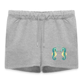 Deux paires d’hippocampes - Short de survêtement femme premium - gris chiné - Devant - AI Model Female 172 light (172cm)