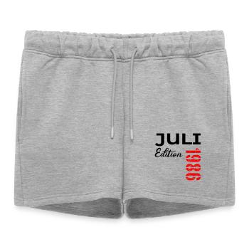 40th birthday July 1986 - Women’s Premium Organic Sweatshorts - heather grey - Front - AI Model Female 172 light (172cm)