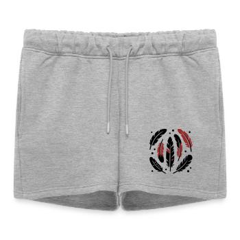 Logo du cercle de plumes d’oiseau - Short de survêtement femme premium - gris chiné - Devant - AI Model Female 172 light (172cm)