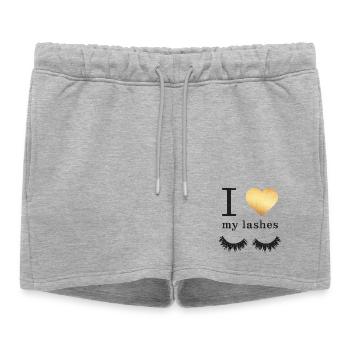 I Love my Lashes - Short de survêtement femme premium - gris chiné - Devant - AI Model Female 172 light (172cm)