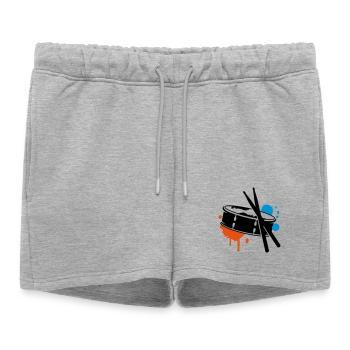 Un tambour et des bâtons comme un graffiti - Short de survêtement femme premium - gris chiné - Devant - AI Model Female 172 light (172cm)
