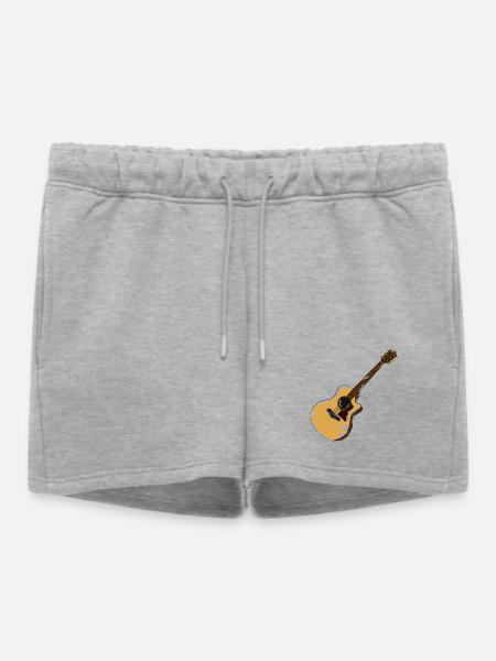 Rustikale Akustik Gitarre Illustration - Frauen Premium Organic Sweatshorts - Grau meliert