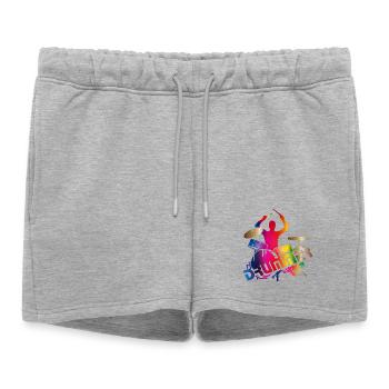batteur coloré assis sur les tambours - Short de survêtement femme premium - gris chiné - Devant - AI Model Female 172 light (172cm)