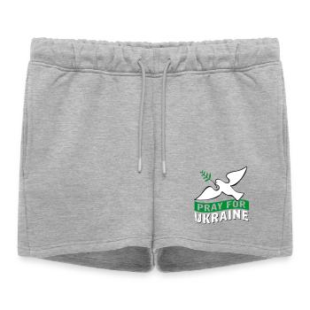 Priez pour l’Ukraine avec des | pigeons Vectorgraphique - Short de survêtement femme premium - gris chiné - Devant - AI Model Female 172 light (172cm)