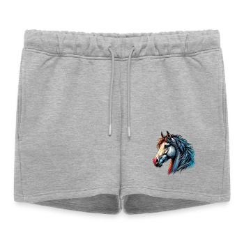 Cheval - Short de survêtement femme premium - gris chiné - Devant - AI Model Female 172 light (172cm)