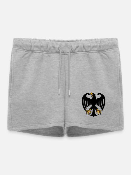 Deutscher Fitness Bundesadler mit Muskeln - Frauen Premium Organic Sweatshorts - Grau meliert