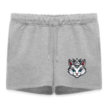 Couronne de tête symbole de chat - Short de survêtement femme premium - gris chiné - Devant - AI Model Female 172 light (172cm)