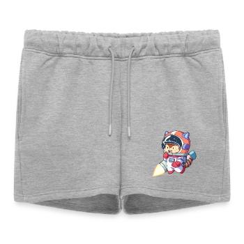 Astronaute chat en combinaison spatiale - Short de survêtement femme premium - gris chiné - Devant - AI Model Female 172 light (172cm)