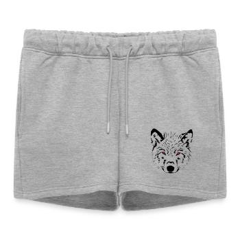 loup - Short de survêtement femme premium - gris chiné - Devant - AI Model Female 172 light (172cm)
