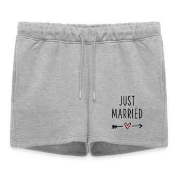 Coeur juste marié flèche amour lune de miel - Short de survêtement femme premium - gris chiné - Devant - AI Model Female 172 light (172cm)