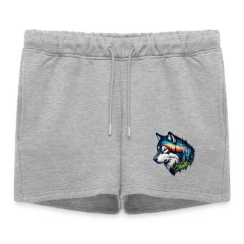 Loup - Short de survêtement femme premium - gris chiné - Devant - AI Model Female 172 light (172cm)