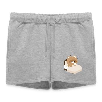 Castor endormi douillet sur lit - Short de survêtement femme premium - gris chiné - Devant - AI Model Female 172 light (172cm)