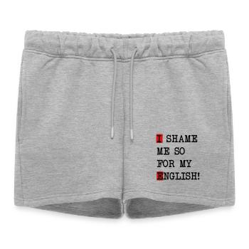 English Shame – Dicton danglais avec auto-ironie - Short de survêtement femme premium - gris chiné - Devant - AI Model Female 172 light (172cm)