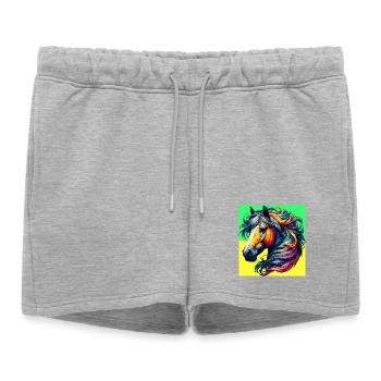 cheval - Short de survêtement femme premium - gris chiné - Devant - AI Model Female 172 light (172cm)