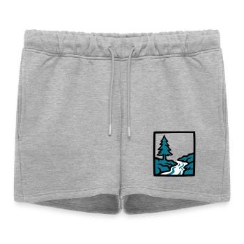 Logo de la nature de la forêt de la rivière - Short de survêtement femme premium - gris chiné - Devant - AI Model Female 172 light (172cm)