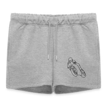 Wheelie à la course de moto - sombre - Short de survêtement femme premium - gris chiné - Devant - AI Model Female 172 light (172cm)