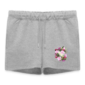 Bouquet de fleurs – Rêves pastel - Short de survêtement femme premium - gris chiné - Devant - AI Model Female 172 light (172cm)