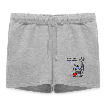 Chat mangeur d’inquiétude - Short de survêtement femme premium - gris chiné - Devant - AI Model Female 172 light (172cm)