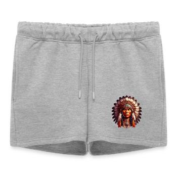Amérindien Américain - Short de survêtement femme premium - gris chiné - Devant - AI Model Female 172 light (172cm)