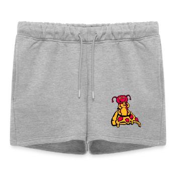 Caterpillar Eats Pizza Salami Hole Funny Hungry Cheese - Women’s Premium Organic Sweatshorts - heather grey - Front - AI Model Female 172 light (172cm)