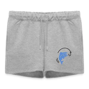 Pêche au poisson sur hameçon logo - Short de survêtement femme premium - gris chiné - Devant - AI Model Female 172 light (172cm)