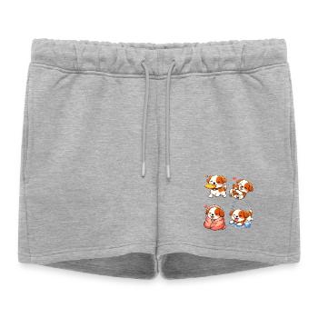 Chiots Cartoon Adorables et Tendres - Short de survêtement femme premium - gris chiné - Devant - AI Model Female 172 light (172cm)