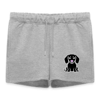 Dessin animé chiot teckel - Short de survêtement femme premium - gris chiné - Devant - AI Model Female 172 light (172cm)
