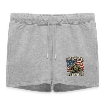 United Veteran Pride and Duty - Women’s Premium Organic Sweatshorts - heather grey - Front - AI Model Female 172 light (172cm)