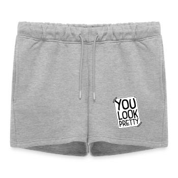 Tu as l’air assez drôle, complément Logo de l’amour de soi - Short de survêtement femme premium - gris chiné - Devant - AI Model Female 172 light (172cm)
