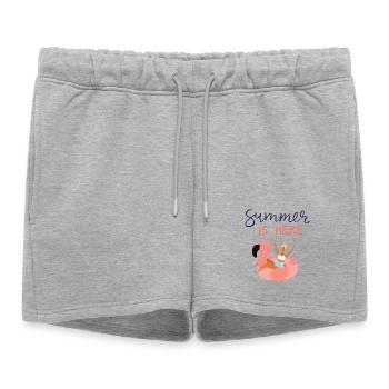 summer is here - Women’s Premium Organic Sweatshorts - heather grey - Front - AI Model Female 172 light (172cm)