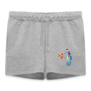 Poissons et hippocampes dans l’ de Noël - Short de survêtement femme premium - gris chiné - Devant - AI Model Female 172 light (172cm)