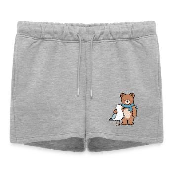 Cute Bear and Bird Design - Women’s Premium Organic Sweatshorts - heather grey - Front - AI Model Female 172 light (172cm)
