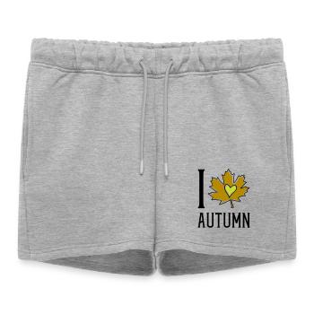 Herz im Herbstblatt - Frauen Premium Organic Sweatshorts - Grau meliert - Vorne - AI Model Female 172 light (172cm)