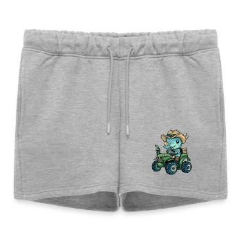 Dinosaure tricératops tracteur agriculteur - Short de survêtement femme premium - gris chiné - Devant - AI Model Female 172 light (172cm)