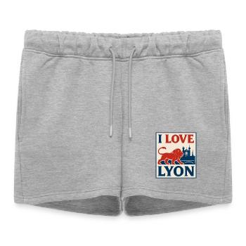 J'aime Lyon – affiche vintage - Short de survêtement femme premium - gris chiné - Devant - AI Model Female 172 light (172cm)
